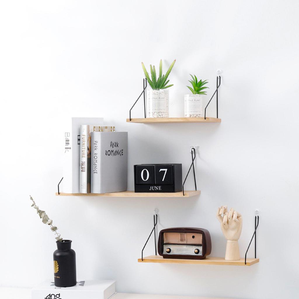 Floating Shelves Wall Mounted Wood Hanging Display Storage Beige S