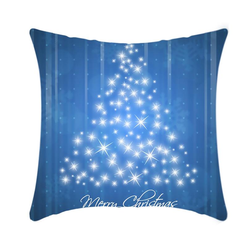 Christmas Blue Ice Snow Deer Digital Printing Short Plush Pillow Covers For Car Sofa Office Cushion Cover Home Goods 60X60Cm
