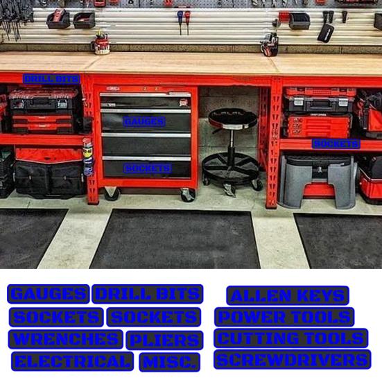 12Pcs Magnetic Toolbox Labels Reusable 3D Printed Tool Box Organize Accessories for Steel Toolboxes Carts Drawers Cabinets DIY Garage Organization