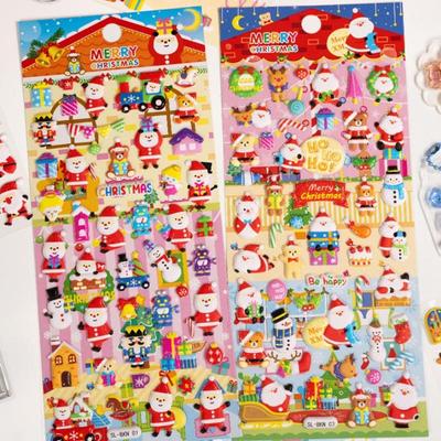 1/4 Pièces Noël Puffy Autocollants 3D Mignons Dessins Animés Scrapbooking Bricolage Décoration de Journal Journal Intime Papeterie Autocollants Fournitures Scolaires