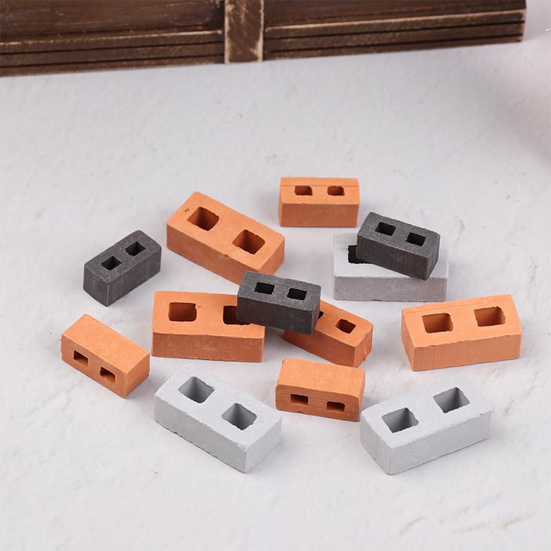 20/50Pcs Miniature Cinder Blocks Model 1/12 Dollhouse Micro Landscape Mini Concrete Bricks Toy Micro Scene Construction Props