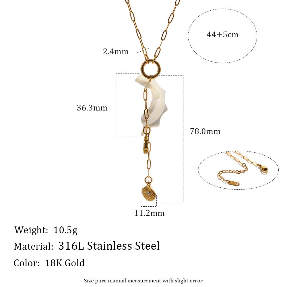 MamacitaSlay 316L Stainless Steel Shell Conch Earrings Necklace 18K Gold Plated Waterproof Casual Beach Jewelry Set For Women