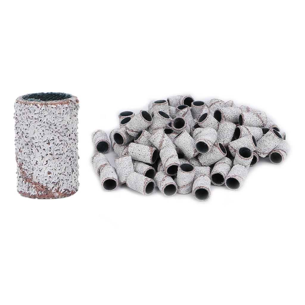 100pcs Nail Art Sanding Bands Professional Manicure Sanding Rings Nail Salon Tools White80#