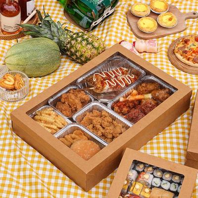 2Pcs Safe Bento Boxes with Carrying Handle Helpful Corrugated Paper Food Storage