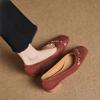Scarpe da Donna Vintage a Punta Quadrata con Tacco Basso Moda Poco Profonde in Scamosciato Borchiate Suola Morbida Antiscivolo Resistenti all'Usura Scarpe Singole