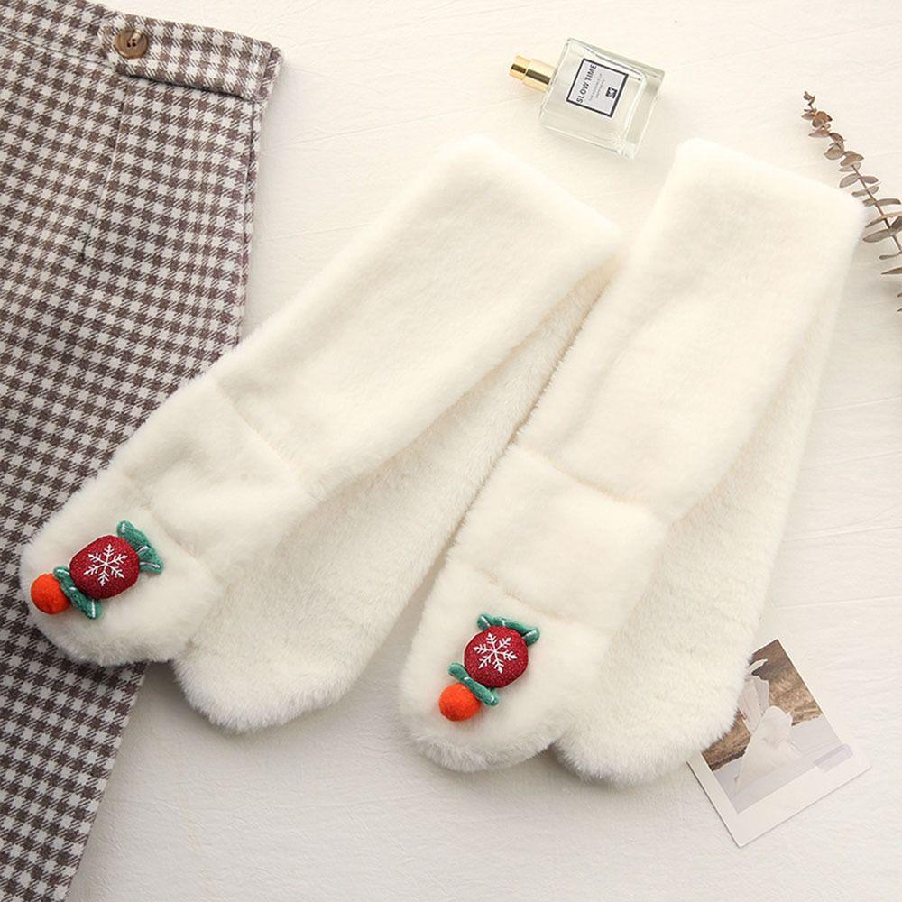 Plush Solid Color Shawl For Female Neckerchief Wrap Neck Warmer Cross Scarf Plush Scarf Warm Scarf
