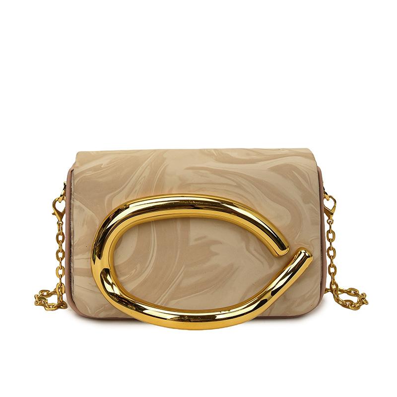 

Популярна сумка цього року 2025 нова європейська та американська мода металева сумка-коробка на зап ястя жіноча ланцюгова сумка через плече маленька квадратна сумка хакі