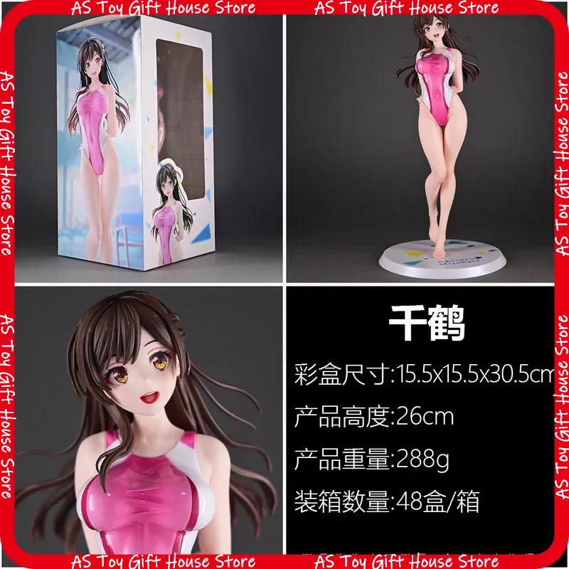 Anime Action Figure Rent Girlfriend Chizuru Mizuhara Competitive Swimwear Pose Collectible Model Doll Otaku Gift For Collection