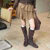 Autumn and winter new retro heightening cm~ round head buckle with soft folds and thin high boots, thin boots