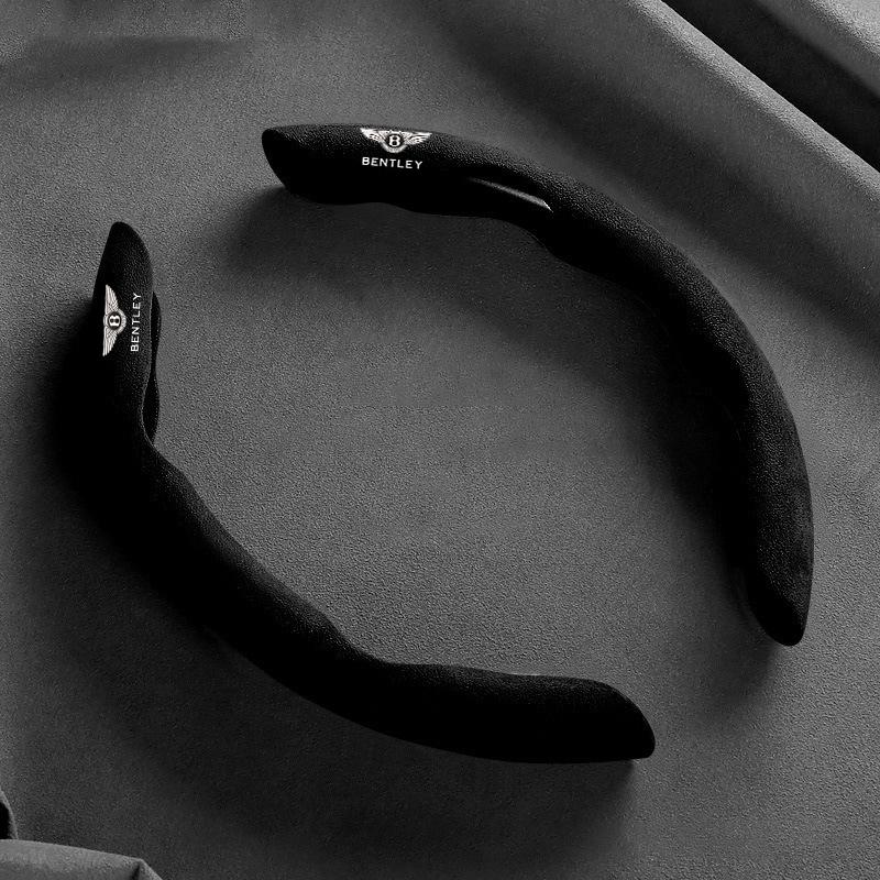 2pcs Suede Leather Car Steering Wheel Cover for New Bentley Flying Spur Continental GT Bentayga Mulsanne Auto Accessories