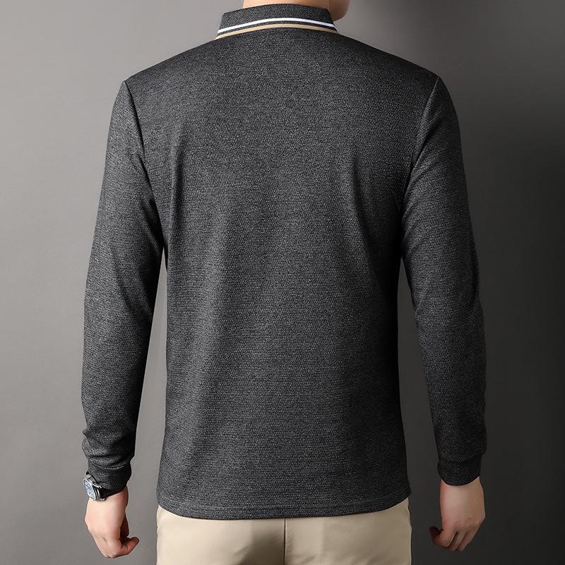 Fashion Men's Long Sleeve T-shirt New Spring and Autumn Middle-aged Polo Shirt Male Leisure Dad Autumn Coat Base Top