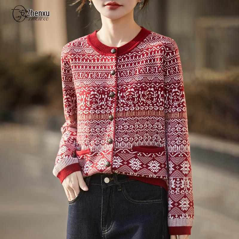 

Women s Fair Isle Wool Blend Round Neck Sweater L