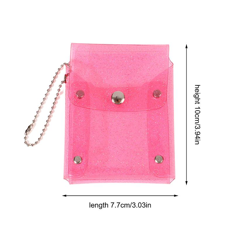 Glitter Transparent Coin Purse Pvc Photo Card Wallet For Girls Clear Mini Hasp Change Pouch Keychain