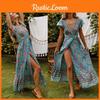 Women Wrap Summer Boho Floral Paisley Maxi Print Dress For Effortless Style