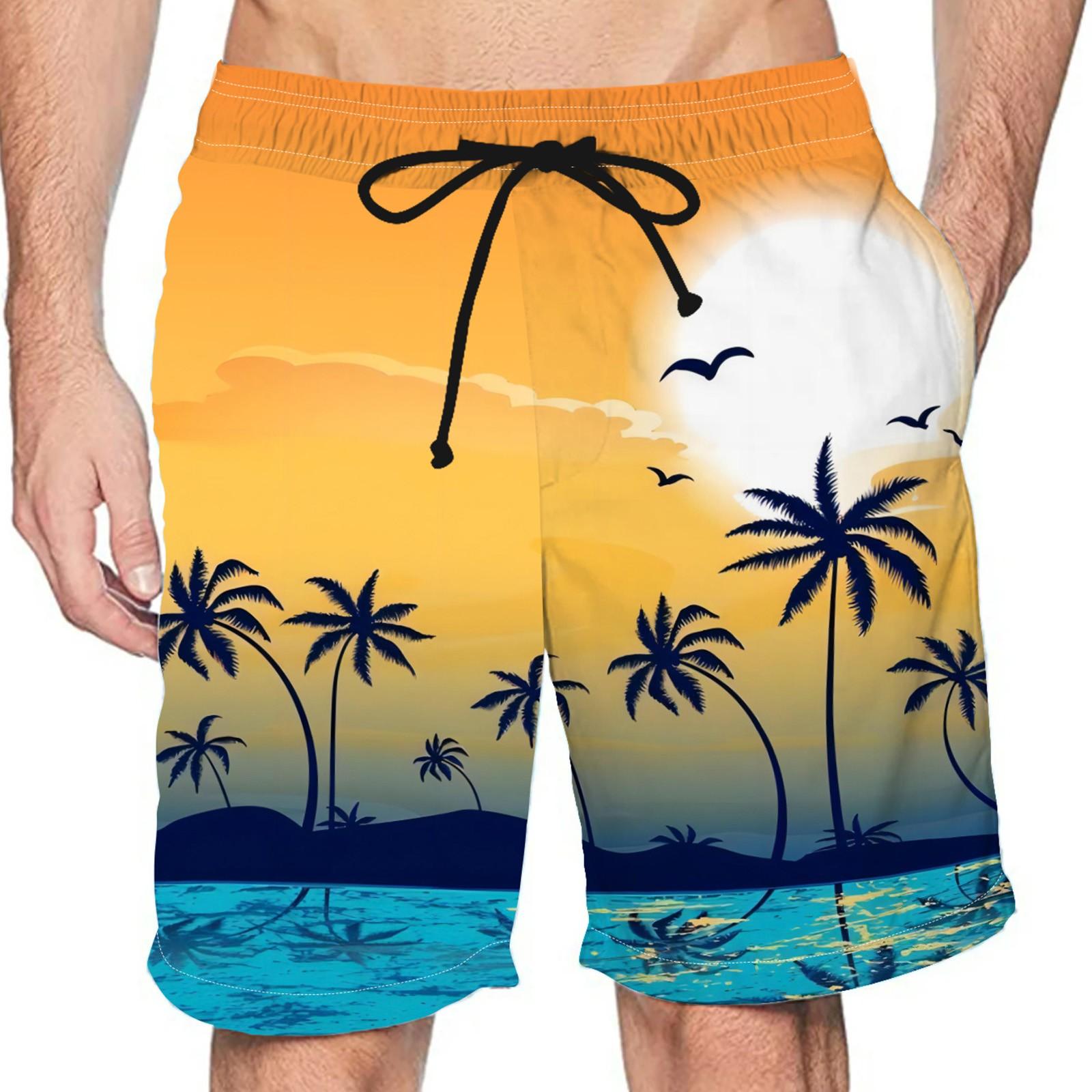 

Мужские повседневные модные шорты. Мужские свободные дышащие шорты с гавайским принтом. XL белый