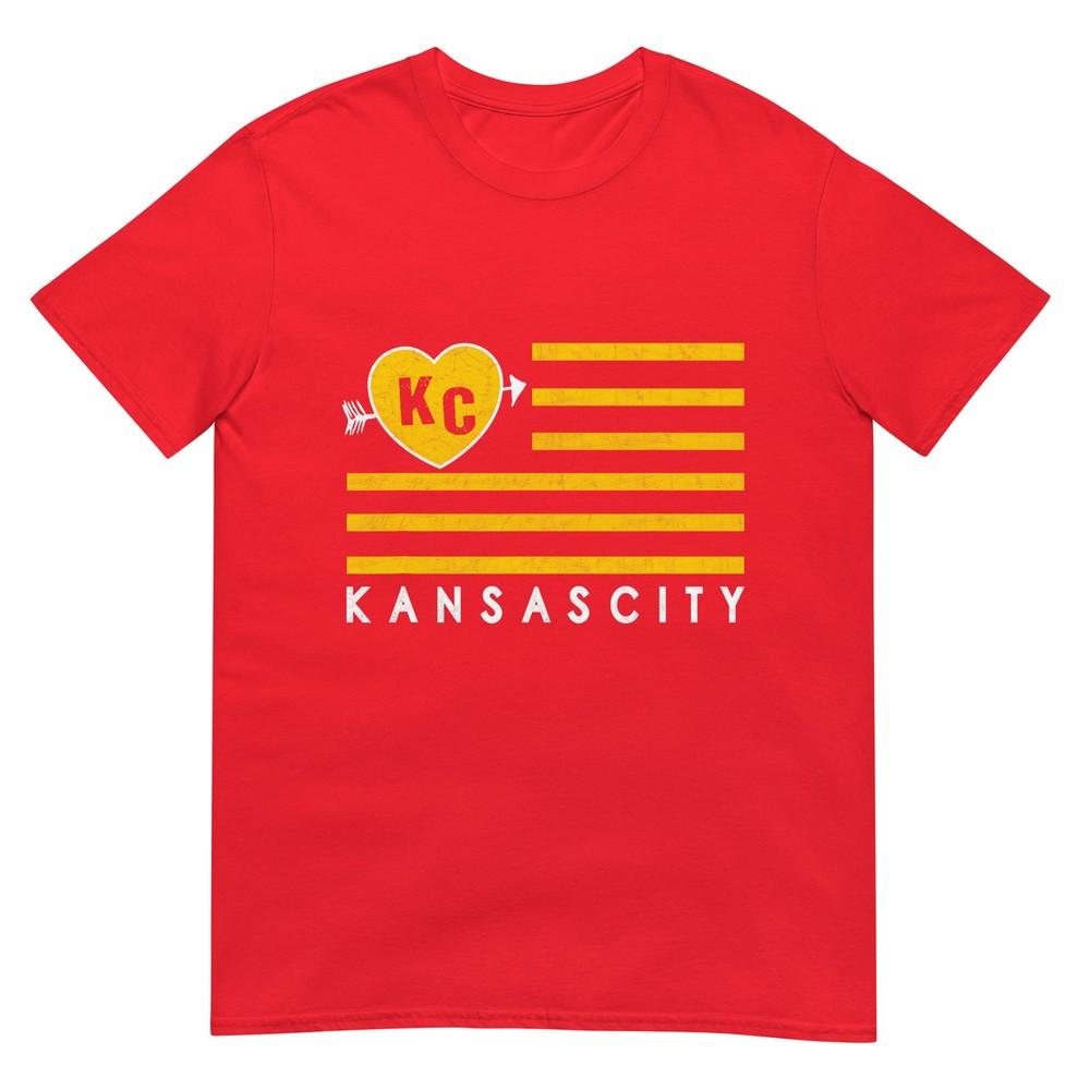 Kc Red Heart Arrow 2 Letter Kc Kansas City Kc Love Kc Red TShirt S