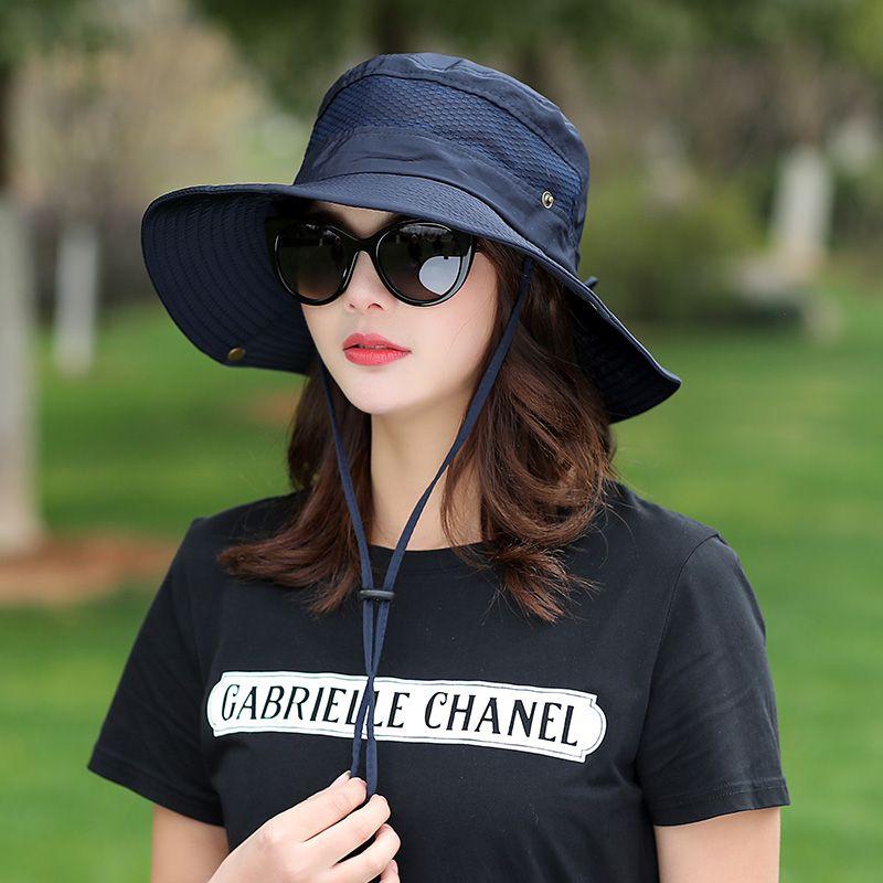 

Round Face Bucket Hat Women s Korean Fashion Hat Wide Brim Cloth Sun Hat Foldable Travel Sun-Proof Sun Hat Summer Hat Travel No word navy blue One size