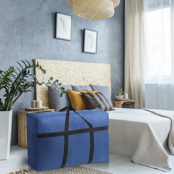 Sac de Rangement Sous Lit Pliable - 1X130 - 130L - 88x58x26 cm - Bleu - Organiseur Multi-usage