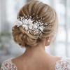 Fashion Shiny Crystal Beads Hair Clips Handmade Fairy Flower Fairy Flower Headpieces Hair Styling Jewelry Side Clips for Bride