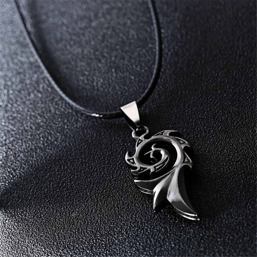 

New Creative Rope Titanium Steel Flame Pattern Men s Chain Necklace Fashion Jewelry Pendant
