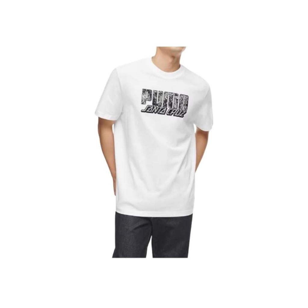 Puma X Santa Cruz Co-Branded Letter Logo Print Crew Neck Short Sleeve T-Shirt Men Tops White 532243-02