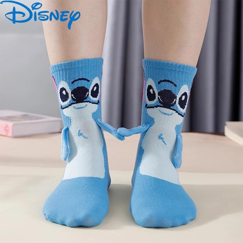 2 Paar Nieuwe Animatie Stitch Handen Vasthoudend Met Diy Heren Sokken tot Halve Kuit En Creatieve Hoge Waarde Koppel Sokken