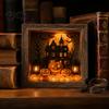 Unique Halloween Gifts for Her DIY Shadow Box Night Light Kit, 8.5 Inch Wooden Frame LED Craft Set with Lighted Kits Luminous Stones & Acrylic Panels,