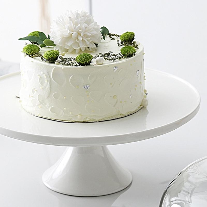 Lebensmittelechte Nordische Stile Dessertteller mit erhöhtem Fuß Keramikglas Kuchen Präsentierteller Küchenutensil