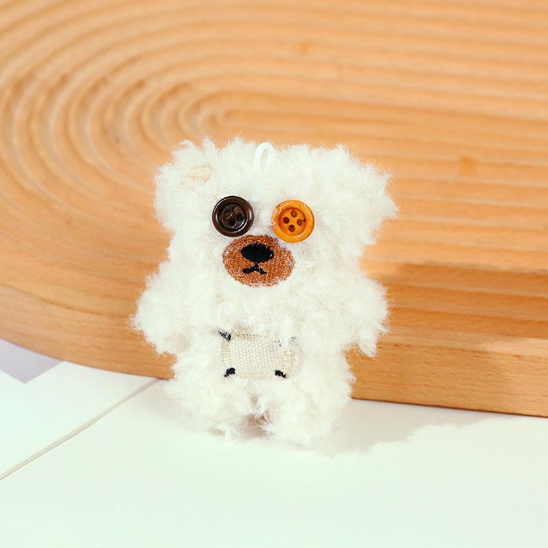 Cartoon Plush Bear Doll Keychain with Button Eyes