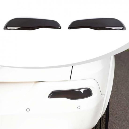 Smoked Black Rear Fog Light Lamp Guards Cover Trim For Jeep Cherokee 2014-2017