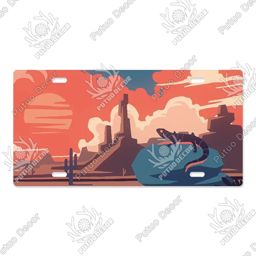 Putuo Decor Ilustrace SPZ Plechová cedule Plaketa Kovová dekorativní deska do auta Dveře do obývacího pokoje Domácí nástěnná dekorace