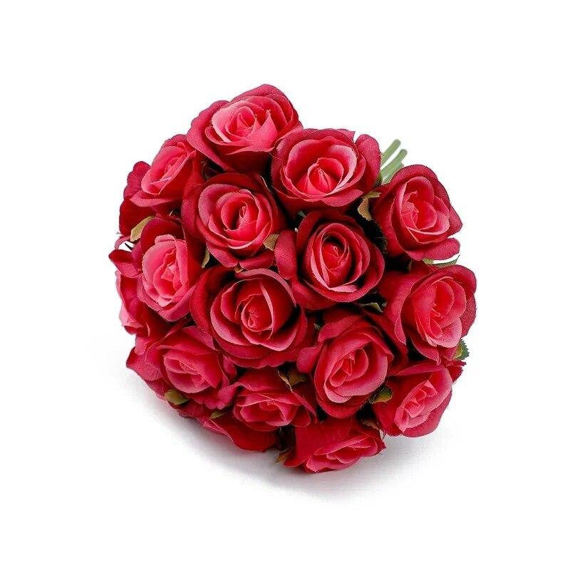 Seta Artificiale 18 Teste Fiore di Rosa Finto Bianco Damigella per Festa di Matrimonio Decorazione Casa Esterno Ufficio Decorazione Tavolo Fai da Te