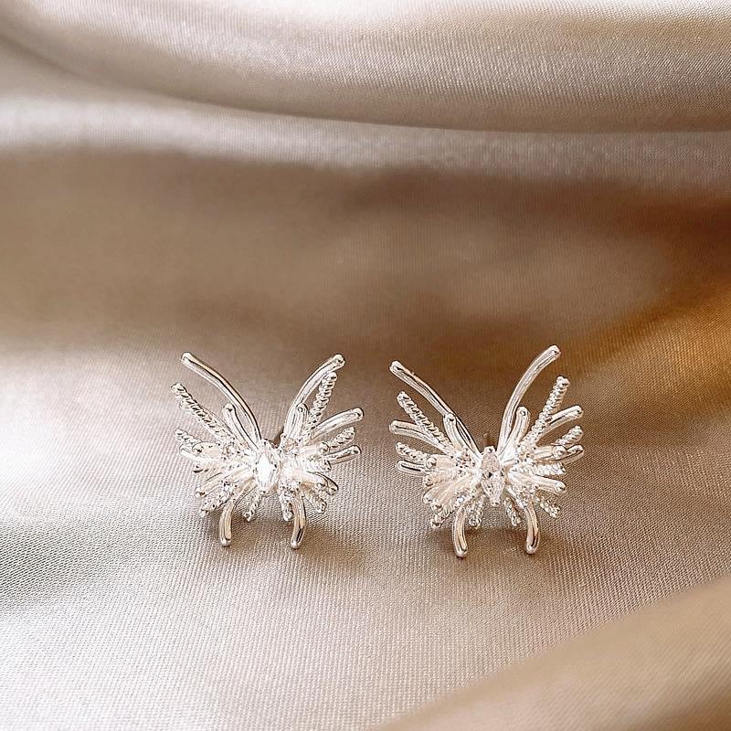 Silbernadel Feuerwerk Schmetterling CZ Ohrstecker: Schicker cooler Stil, vielseitiges Nischen-Design