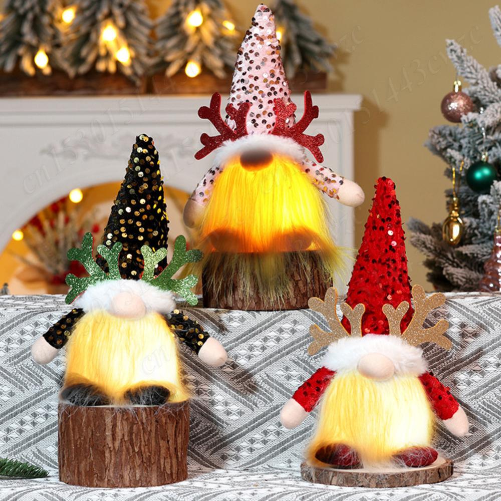 

Рождественские гномы плюшевые светящиеся с пайетками шапки гномы рождественские украшения для праздника украшения для дома в помещении настольные подарки
