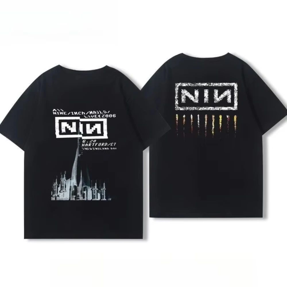 

Punk Heavy Metal Top Crew Neck High Street Rock Band Printed Short Sleeve Clothing Loose T-Shirt Sports Fashion Top Unisex 4XL