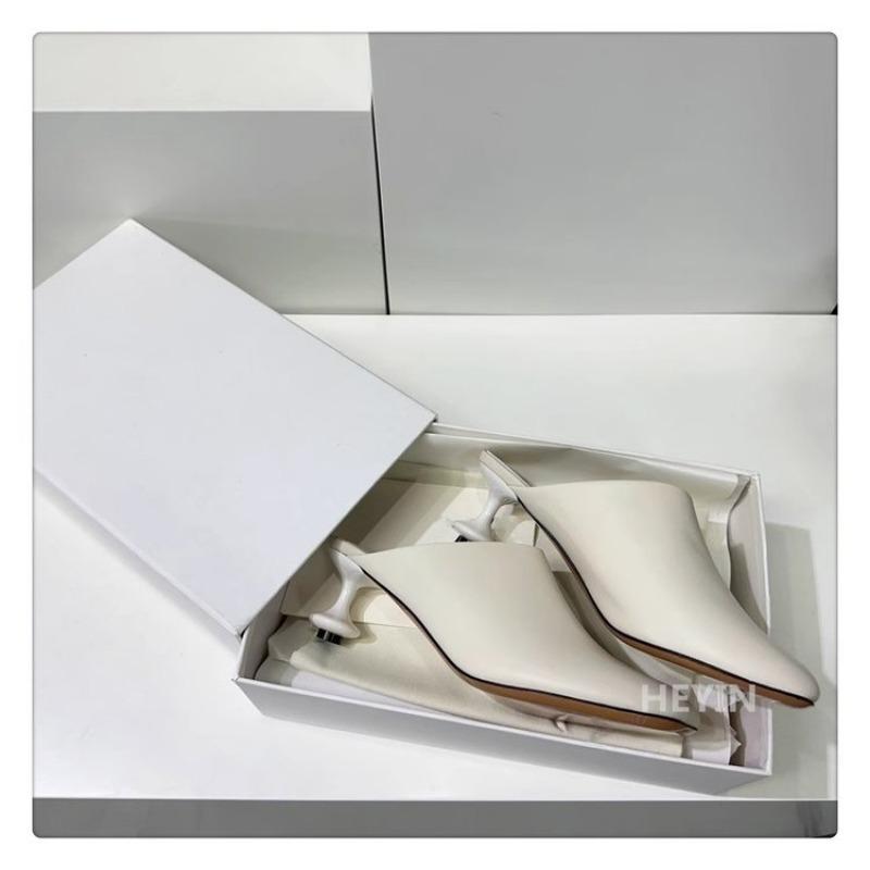 Square Toe Elegant Women Slippers Fad Mid Heels Leather Sandals Mule Shoes 2025 New Trend Spring Designer Dress Femme Chaussures