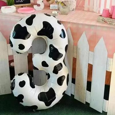 Cow Number Balloon Big Convenient Foldable Baby Birthday Decoration Black