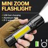 Mini COB+XPE LED Flashlight Portable Type-C Rechargeable Torch Aluminum Alloy Lantern Outdoor Zoom Waterproof Light for Camping Lamp