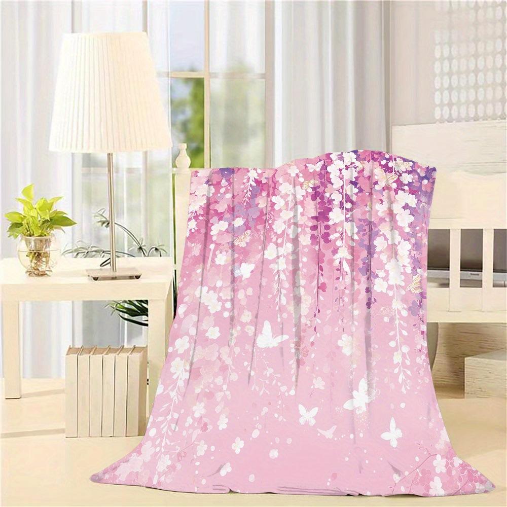 Pink Cherry Blossom Blanket Flower Flower Blanket Ladies Flannel Bed Sofa Soft Nap Blanket