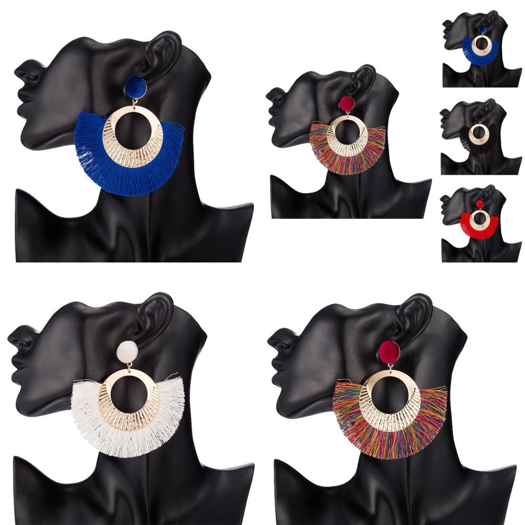 Fashionable Statement Earrings With Tassels And Geometric Shapes For Women