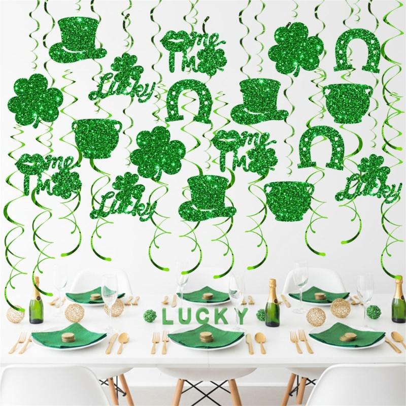 Quick Setups No Tools Needed Helical Shamrock Hanging Decoration for Fast Party Decoration on . Patrick's Festivities