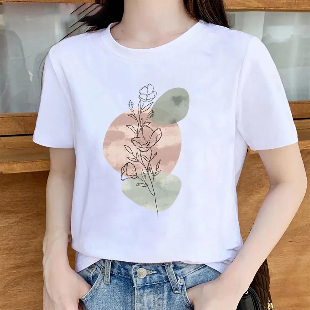Womens Trendy Short Sleeve Tshirt Cartoon Plant Beach Print Casual Graphic Regular Fit Womens Clothing Fashion T Shirts