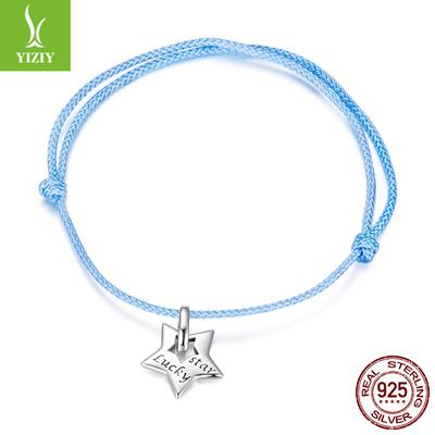 S925 Sterling Silver Lucky Five-Pointed Star Bracelet, Blue Adjustable Star Bracelet Jewelry