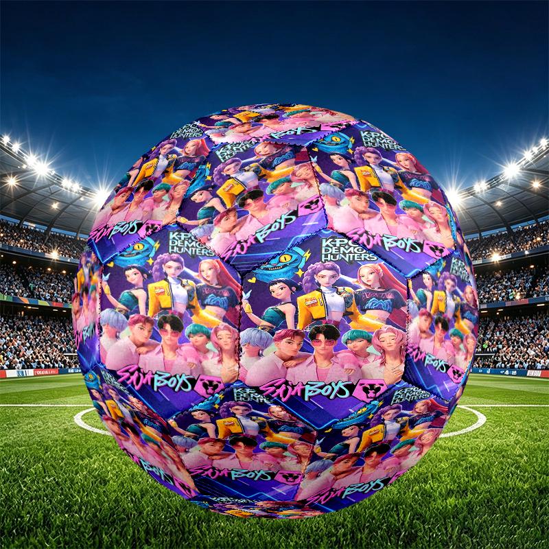 KPop Demon Hunters Print Size 5 Soccer Ball, PU Wear Resistant Football for Match Training and Daily Practice, Birthday Gift for Soccer Fans