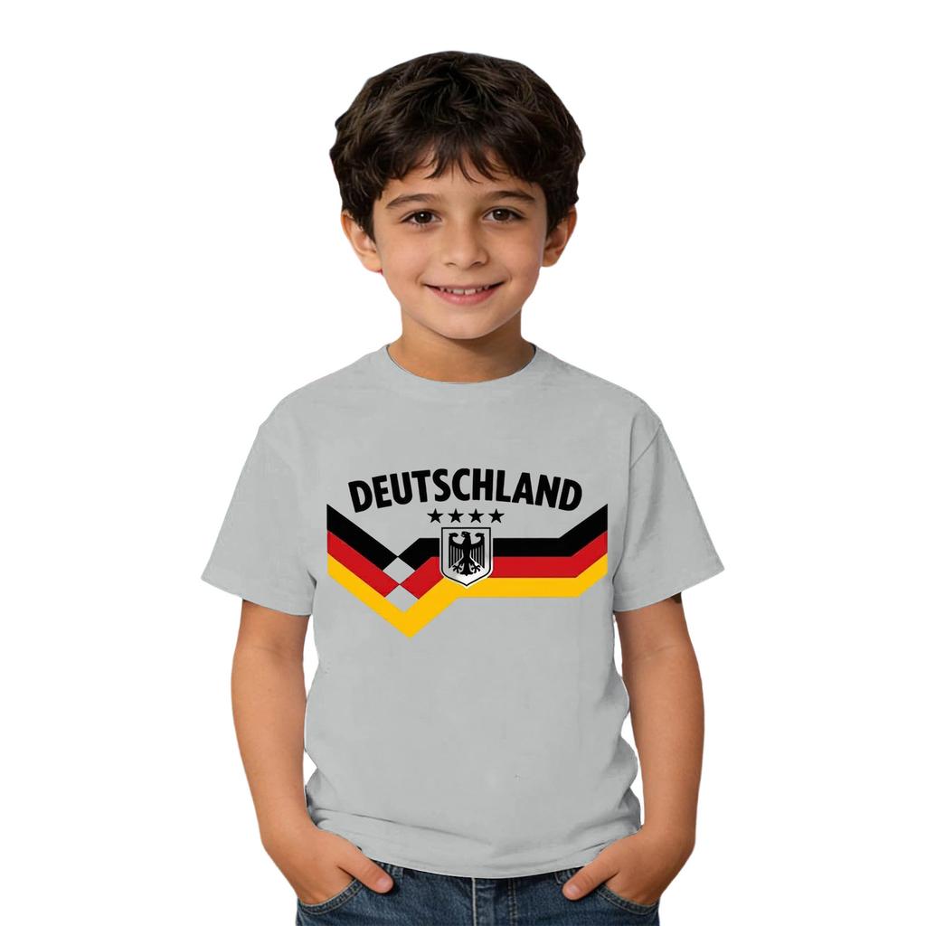 Camiseta Casual de Cuello Redondo para Niños con Estampado de Deutschland Manga Corta para Niños y Niñas Ajuste Suave y Cómodo