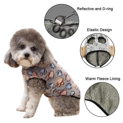Cute Fleece Winter Dog Clothes Warm D-ring Dog Coat Jacket Thicken Adjustable Puppy Clothes For Small Medium Dog