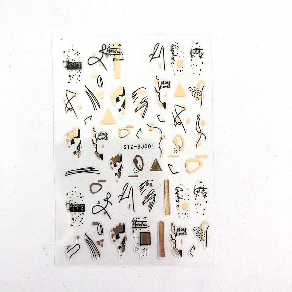 Linie abstractă Autocolante de unghii DIY pentru femei Fete Decoratiuni de artă pentru unghii Rose Gold Spring Slidere 3D pentru manichiură Autocolante