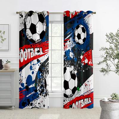 Set aus 2 Blut-Fußball-Aquarell-Druck Vorhängen Schlafzimmer Wohnzimmer Arbeitszimmer Dekorative Heimdekoration Vorhang Polyester Perfekt für Groß