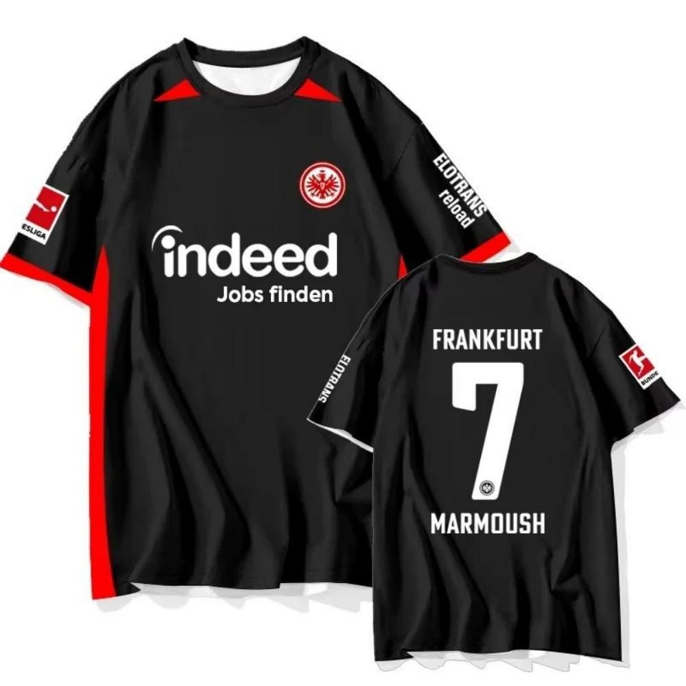 Summer Fashion Men's Football Team Frankfurt Printed Casual Breathable Round Neck 3D T-shirt Outdoor Sports Street Top