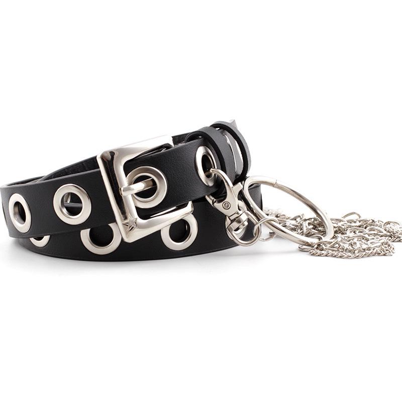 Style Punk Chic Faux Leather Chain Belt For Women With Design Eyecatching